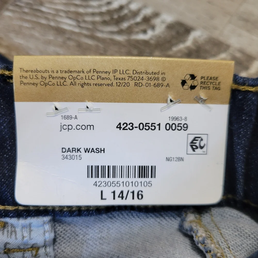 New Kid's ThereAbouts Dark Wash Flex Denim Shorts Size Large 14/16